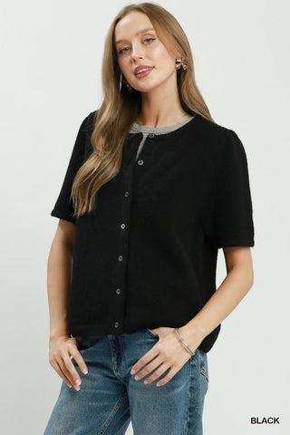 Umgee Short Sleeved Button Down Cardigan