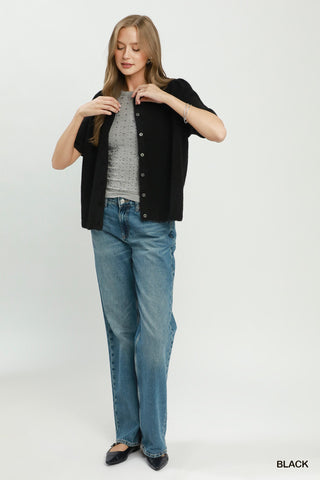 Umgee Short Sleeved Button Down Cardigan