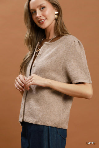 Umgee Knit Short Sleeve Button Down Cardigan