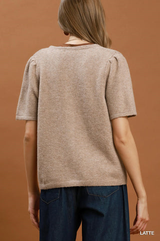 Umgee Knit Short Sleeve Button Down Cardigan