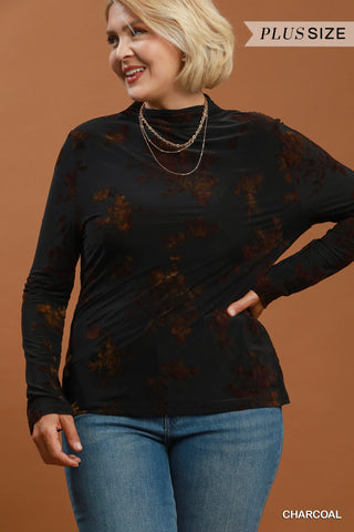 Umgee Floral Mock Neck Long Sleeve Top