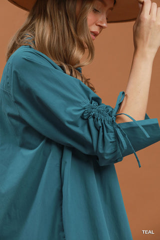 Umgee Collared Button Down Midi Dress