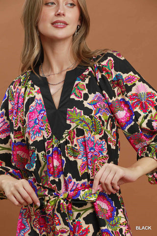 Umgee Bright Floral Embroidered Midi Dress