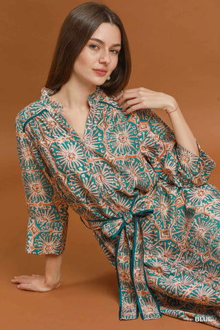 Umgee Abstract Print Midi Dress