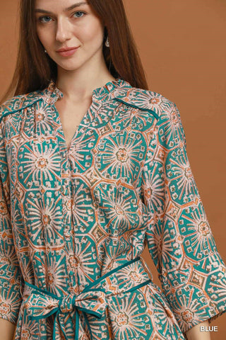 Umgee Abstract Print Midi Dress