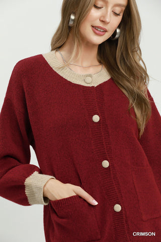 Umgee Contrast Trim Cardigan
