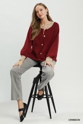 Umgee Contrast Trim Cardigan