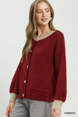 Umgee Contrast Trim Cardigan