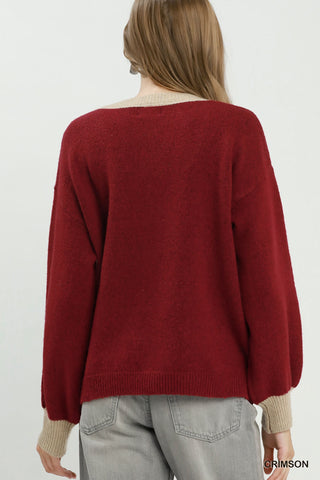 Umgee Contrast Trim Cardigan