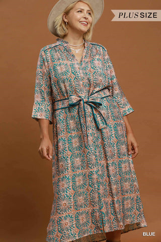Umgee Abstract Print Midi Dress