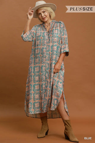 Umgee Abstract Print Midi Dress