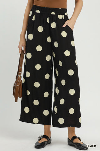 Umgee Polka Dot Wide Leg Pants