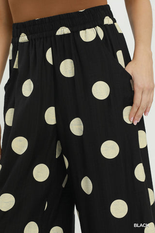 Umgee Polka Dot Wide Leg Pants