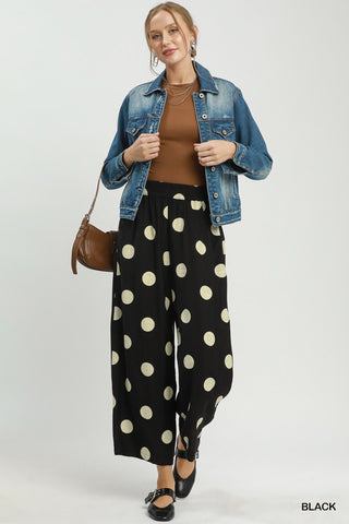 Umgee Polka Dot Wide Leg Pants