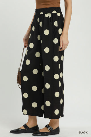 Umgee Polka Dot Wide Leg Pants