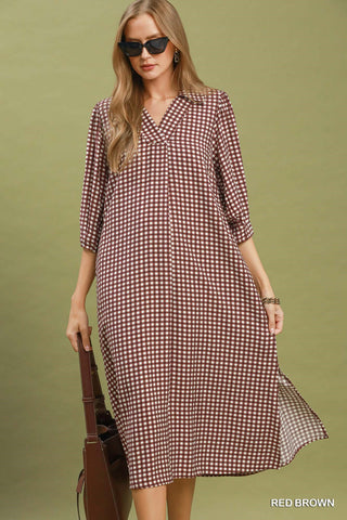 Umgee Gingham Midi Dress