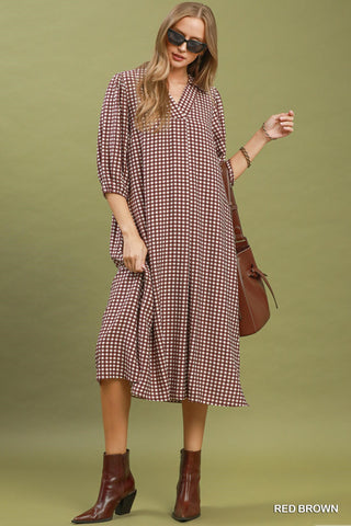 Umgee Gingham Midi Dress