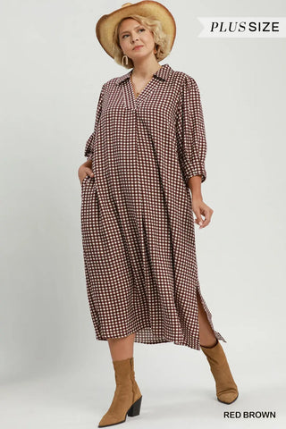 Umgee Gingham Midi Dress