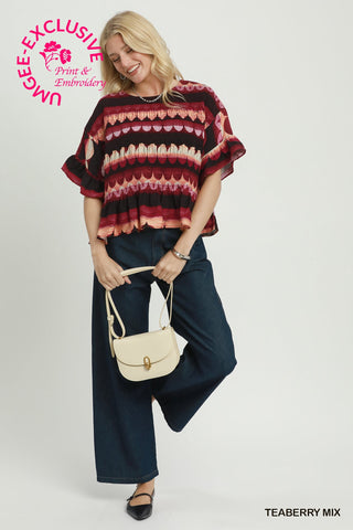 Umgee Smocked Peplum Top