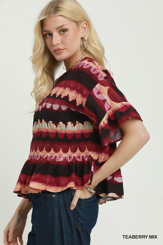 Umgee Smocked Peplum Top