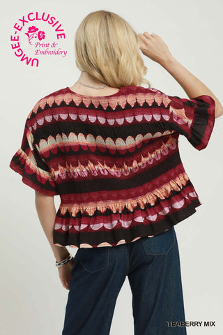 Umgee Smocked Peplum Top