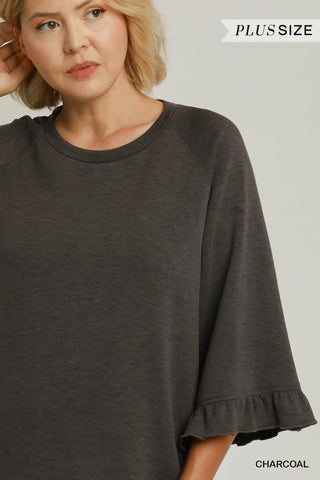 Umgee Luxeknit Ruffle Raglan Sleeve Top