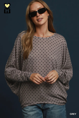 Umgee Polka Dot Soft Knit Top