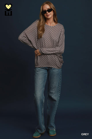 Umgee Polka Dot Soft Knit Top