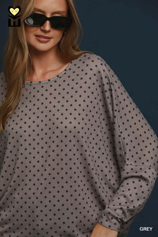 Umgee Polka Dot Soft Knit Top