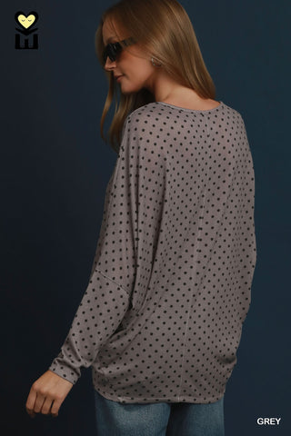 Umgee Polka Dot Soft Knit Top