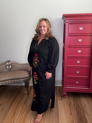 Entro Embroidered Long Sleeve Maxi
