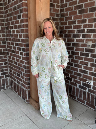 Stitch & Co Pastel Floral Wide Leg Pants
