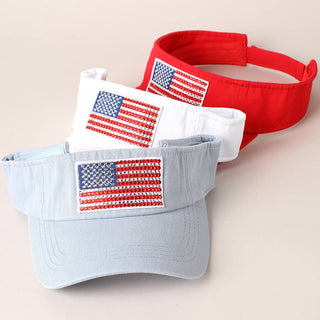 Rhinestone American Flag Visor