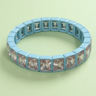 Enamel Stretch Bracelet - Rectangle Gems - Estelle - Asst
