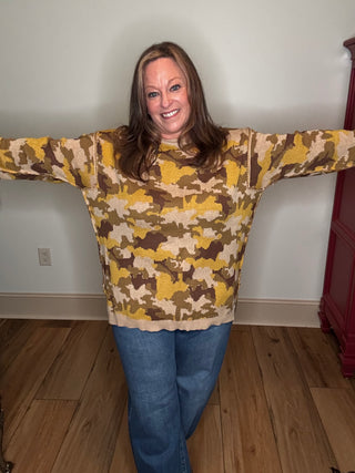 Easel Olive Camo Sweater