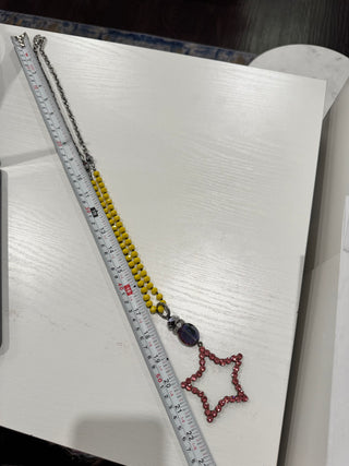 Rhinestone Pink Star Long Necklace.