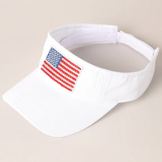 Rhinestone American Flag Visor