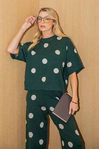 Glam Polka Dot Short Sleeve Sweater