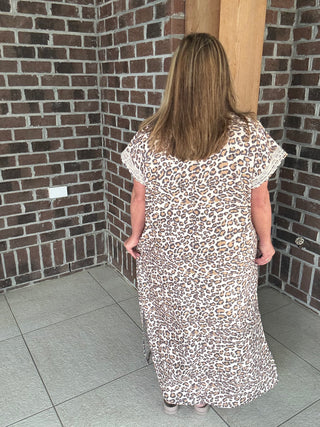 Entro Leopard Caftan Midi Dress