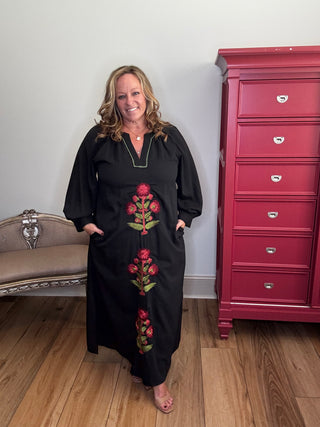 Entro Embroidered Long Sleeve Maxi
