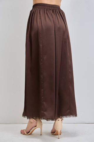 BaeVely Curvy Exclusive Satin Lace Inset Wide Leg Pants