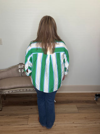Entro Short Sleeve Striped Button Up