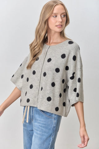 Polagram  Short Sleeve Polka Dot Cardigan