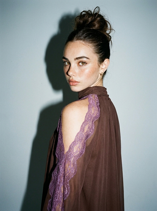 Skylar Rose Lace Trim Chiffon Mini Dress