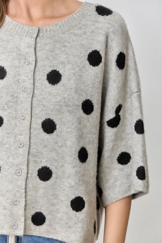 Polagram  Short Sleeve Polka Dot Cardigan