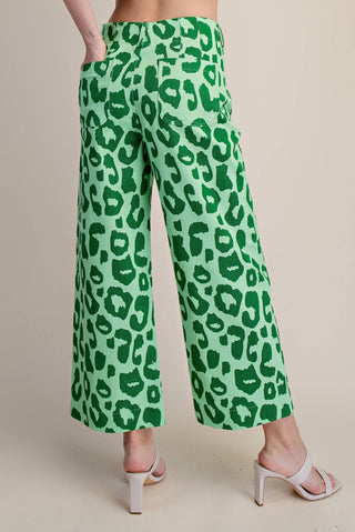 Colette Cropped Wide-Leg Leopard Pants