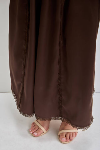 BaeVely Curvy Exclusive Satin Lace Inset Wide Leg Pants