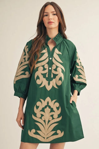 Jodifl Green Baroque Shift Dress