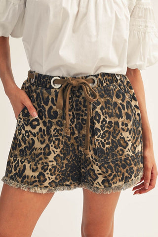 Jodifl Leopard Drawstring Shorts