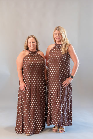 She+Sky Polka Dot Halter Maxi Dress